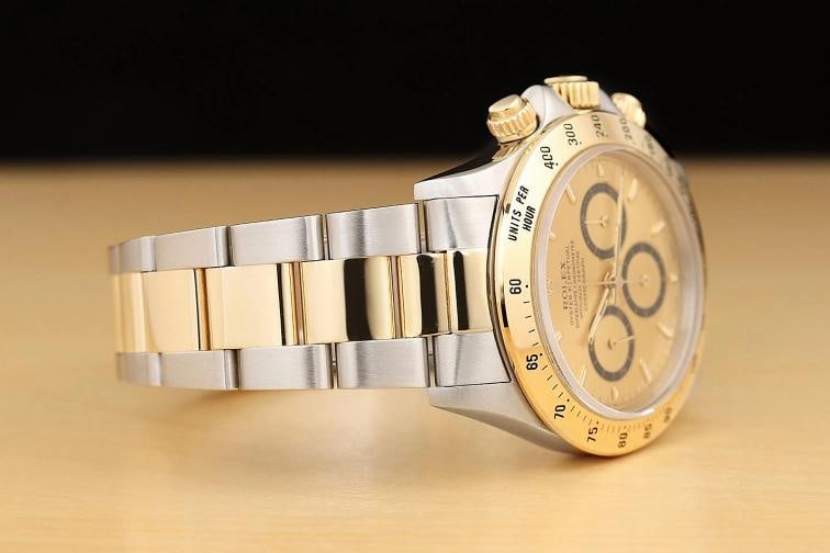 ROLEX DAYTONA COSMOGRAPH ZENITH 16523 CHAMPAGNE DIAL 18K GOLD STEEL OYSTER WATCH - 7