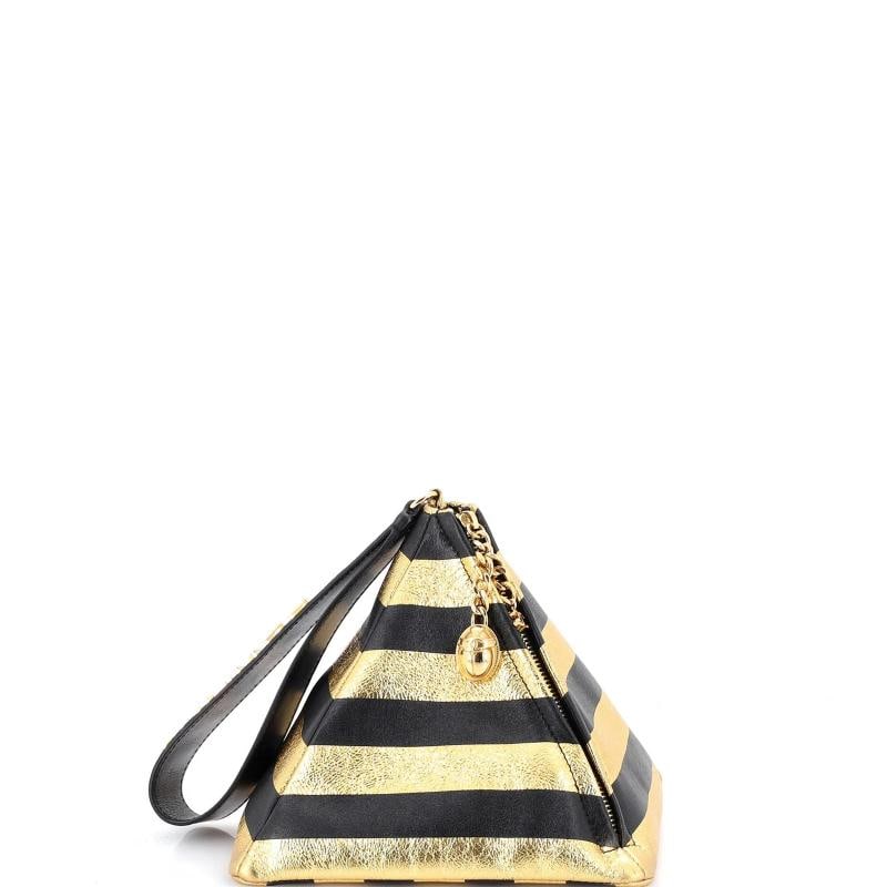 Chanel Kheops Pyramid Bag Striped Lambskin: Condition: Pre-owned - Good,Brand: Chanel,Exterior Material: Leather,Style: Clutches,Exterior Color: Black,Department: Women,Size: Unknown