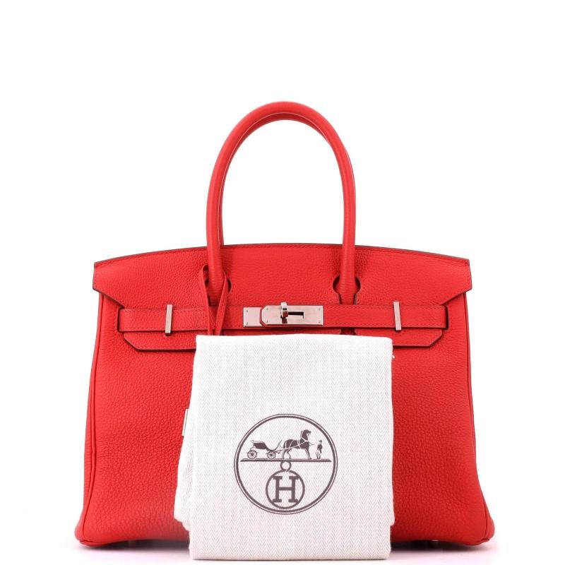 Hermes Birkin Handbag Red Togo with Palladium Hardware 30 - 2