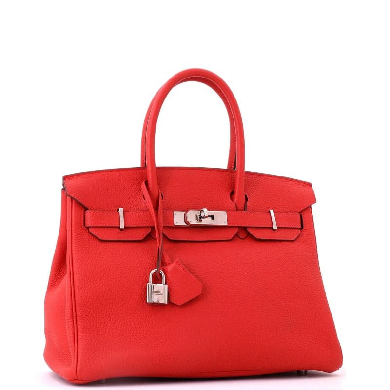 Hermes Birkin Handbag Red Togo with Palladium Hardware 30 - 3