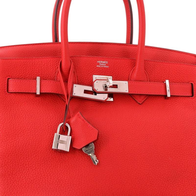 Hermes Birkin Handbag Red Togo with Palladium Hardware 30 - 7