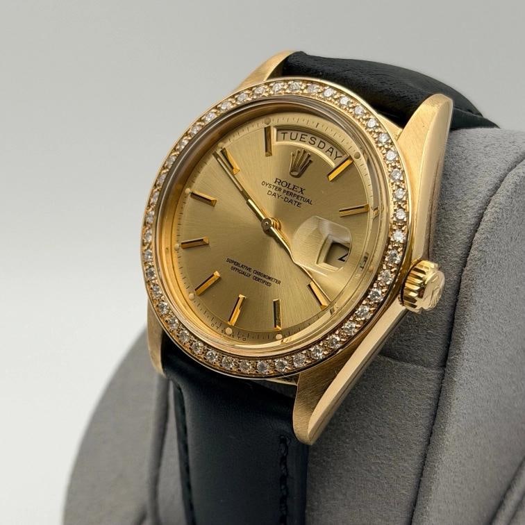 Vintage Rolex Day Date 1803 36mm Champagne Dial Diamond Bezel 18K Yellow Gold - 4