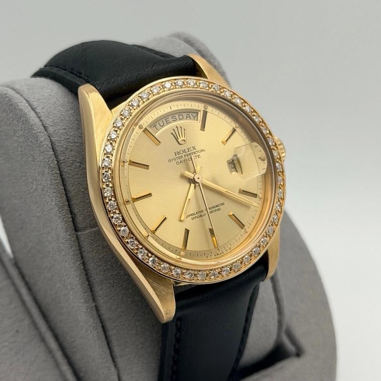 Vintage Rolex Day Date 1803 36mm Champagne Dial Diamond Bezel 18K Yellow Gold - 5