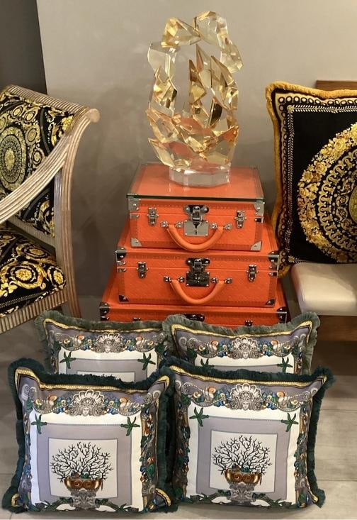 Set Of 4 Custom Made Versace TrÃƒÂ©sor de la Mer" Double Sided Upolestery Velvet (1 of 19)