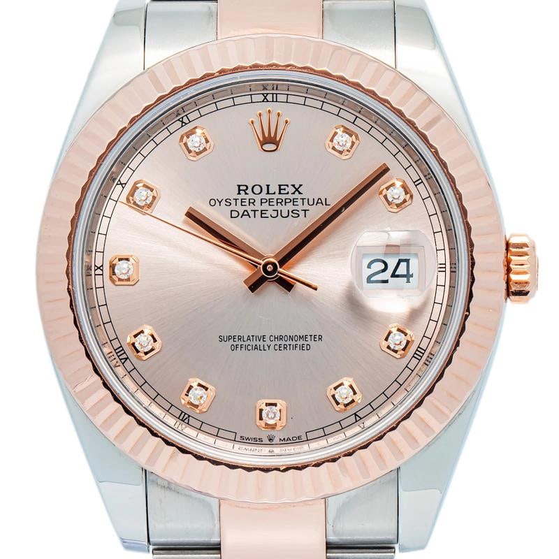 Rolex Datejust 126331 18k Rose TwoTone Oyster Sundust Diamond Dial Unisex 41mm - 2