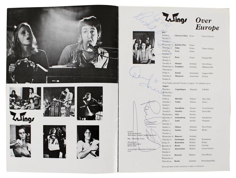 (3) Linda & Paul McCartney, Denny Lane Signed Wings Over Europe Tour Program BAS - 6