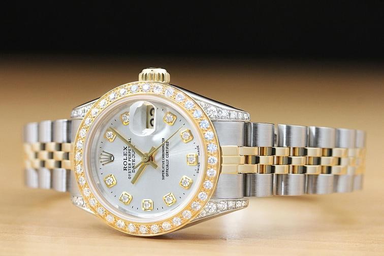 LADIES ROLEX DATEJUST 69173 2-TONE 18K YELLOW GOLD DIAMOND STEEL QUICKSET WATCH - 2