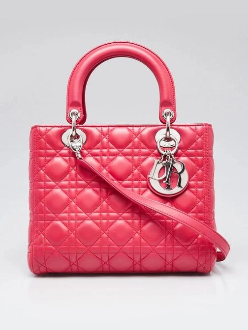 Christian Dior Pink Cannage Quilted Lambskin Leather Medium Lady Dior Bag (1 of 12)