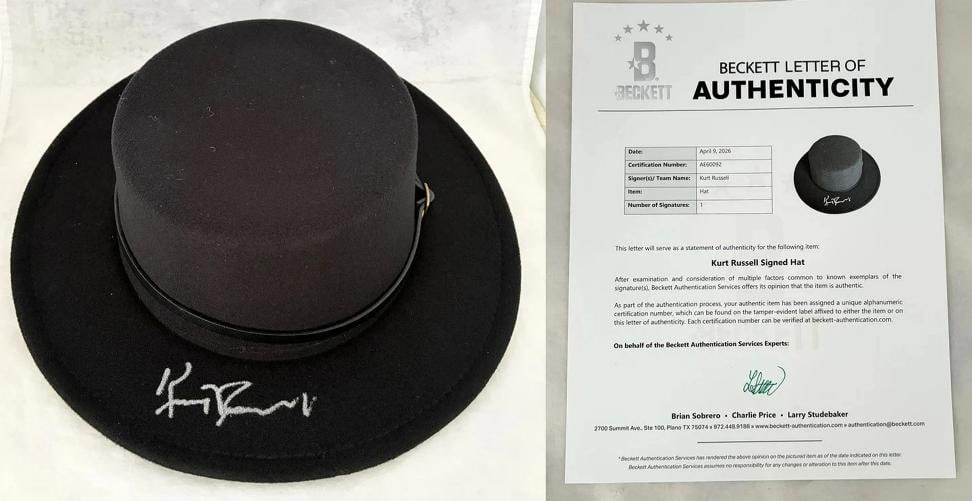 Kurt Russell Signed Hat Tombstone Wyatt Earp Beckett BAS COA: Condition: New: A brand-new, unused, unopened, undamaged item (including handmade items). Modified Item: No,Original/Reproduction: Original,Country of Origin: United States