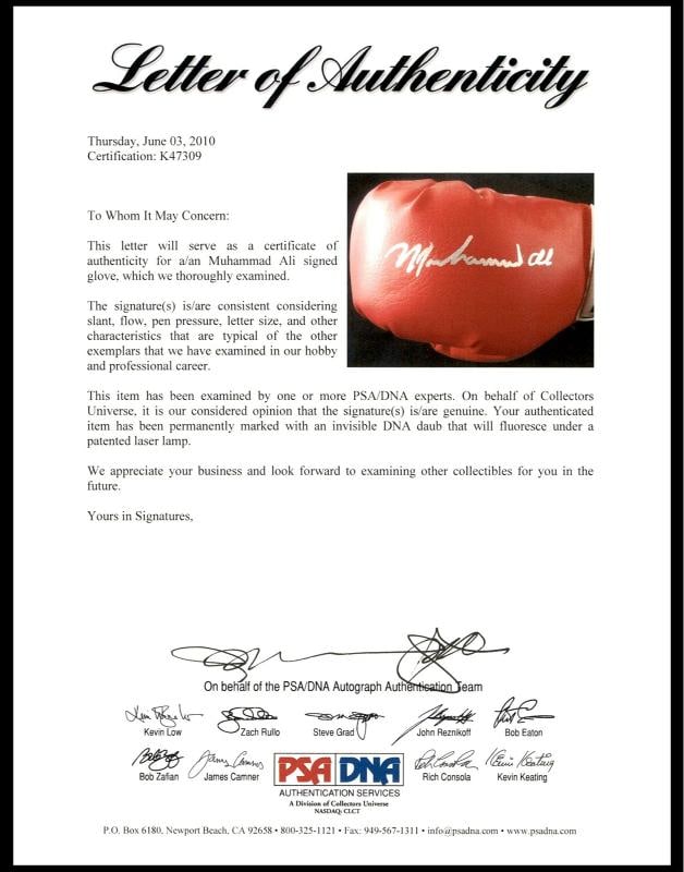 Muhammad Ali Autographed Red Everlast Boxing Glove RH PSA/DNA - 5