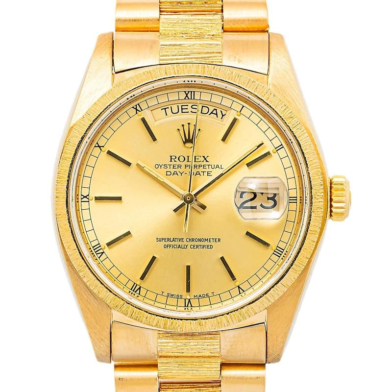 Rolex Day-Date Bark 18078 MINT President 18k YG Champagne Dial Auto Watch 36mm - 2