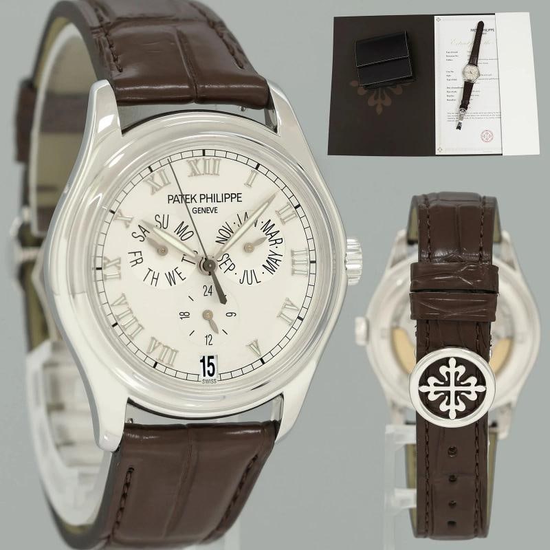 PAPERS MINT Patek Philippe White Gold Annual Calendar 5035G Calatrava Roman: Condition: Pre-owned - Excellent,Brand: Patek Philippe,Department: Unisex Adults,Type: Wristwatch,Reference Number: 5035g,With Original Box/Packaging: Yes,With Papers: Archive,Customized: No,Country