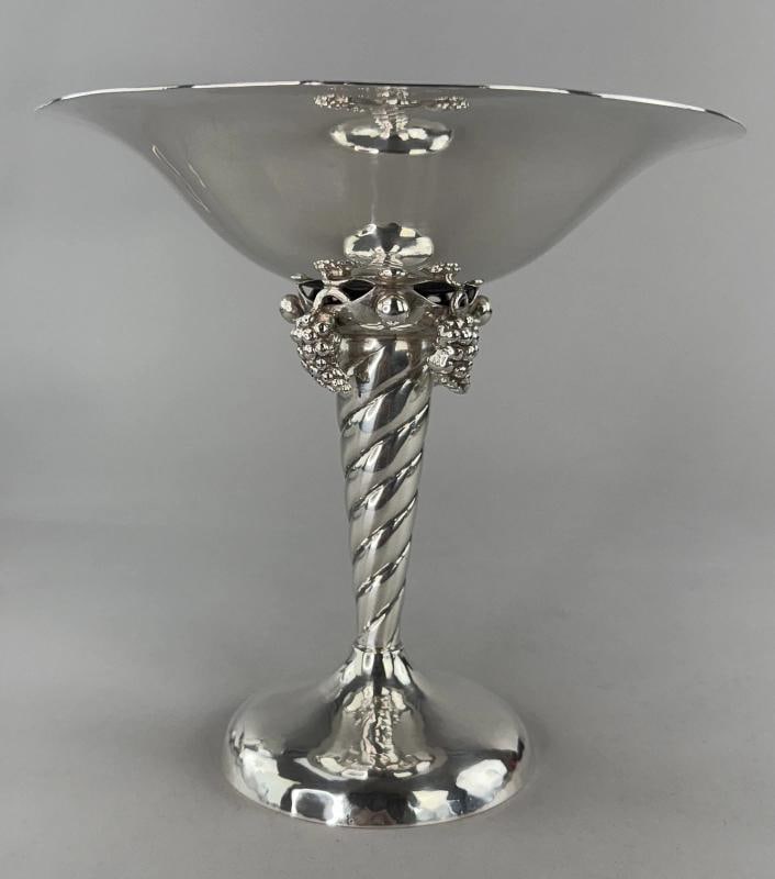 Pair Arts Crafts Sterling Silver Handwrought DeMatteo Grape Compotes Bowls - 2
