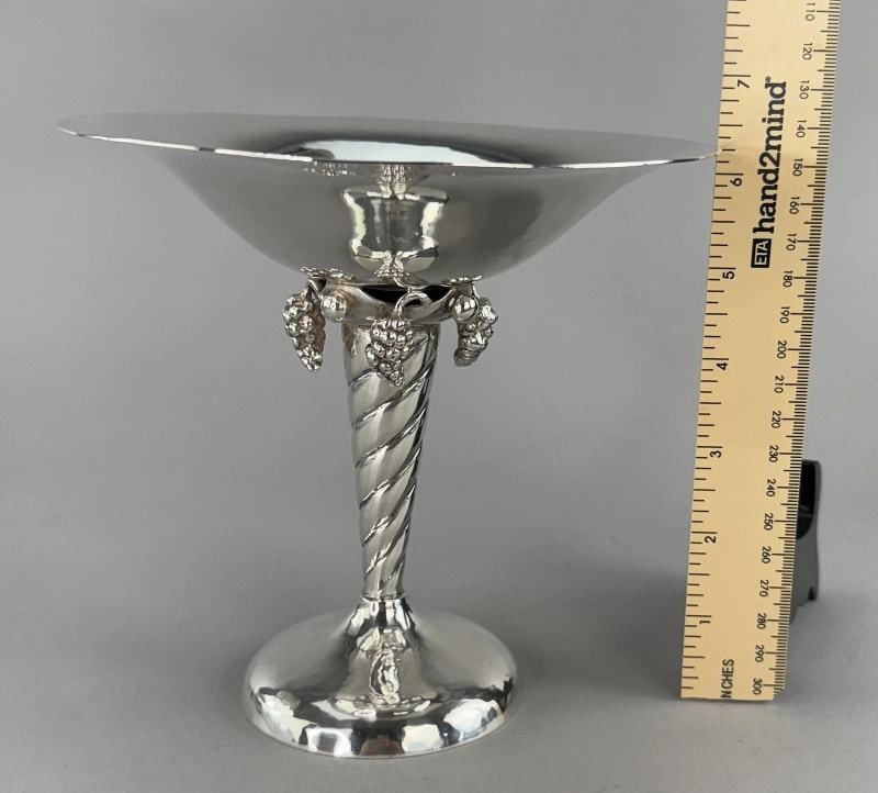 Pair Arts Crafts Sterling Silver Handwrought DeMatteo Grape Compotes Bowls - 7