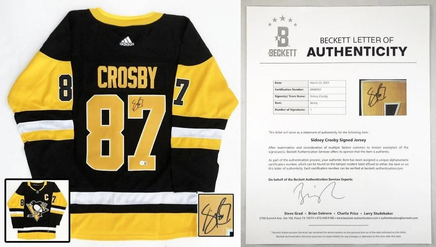 Sidney Crosby Signed Jersey Pittsburgh Penguins NHL Champion Beckett BAS COA: Condition: New: A brand-new, unused, unopened, undamaged item (including handmade items).. ,Country of Origin: United States,Modified Item: No,Original/Reproduction: Original