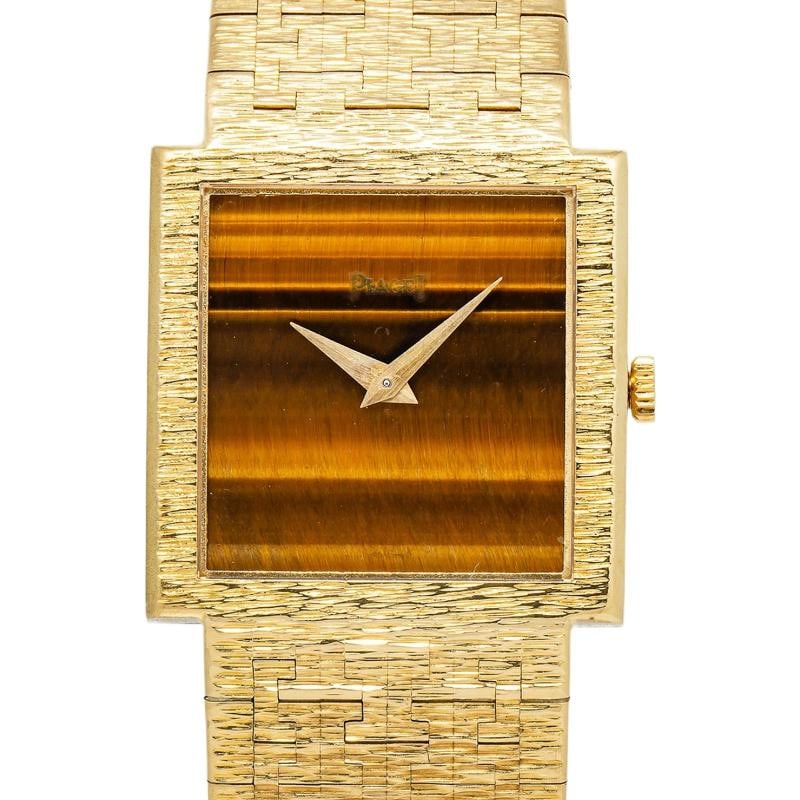 Piaget Vintage 9131A6 Rare Manual 18K Yellow Tiger Eye Dial Unisex Watch 23mm: Condition: Pre-owned - Good: This item has been gently used but is in good condition. It might have a few signs of wear, like light scratches or tarnishing.. ,Brand: Piaget,Type: