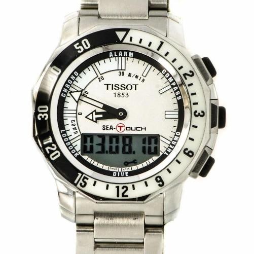 Tissot T026420A Stainless Steel White Dial Alarm Compass Digital Mens Watch: Condition: Pre-owned - Good: This item has been gently used but is in good condition. It might have a few signs of wear, like light scratches or tarnishing. ,Brand: Tissot,Type: