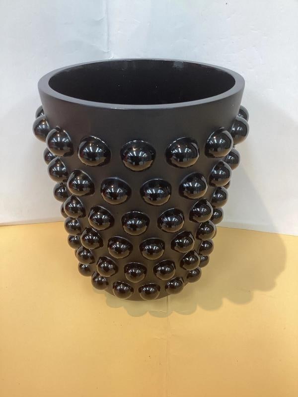 Lalique Mossi Style Vase Crystal Black Heavy Art GlassH8.5Ã¢â‚¬Â - 13