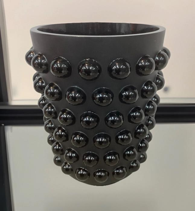Lalique Mossi Style Vase Crystal Black Heavy Art GlassH8.5Ã¢â‚¬Â - 15