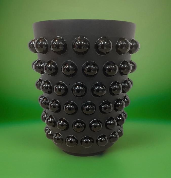 Lalique Mossi Style Vase Crystal Black Heavy Art GlassH8.5Ã¢â‚¬Â - 16
