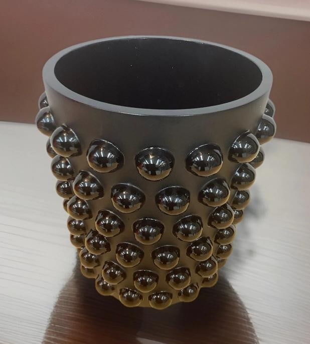 Lalique Mossi Style Vase Crystal Black Heavy Art GlassH8.5Ã¢â‚¬Â - 17