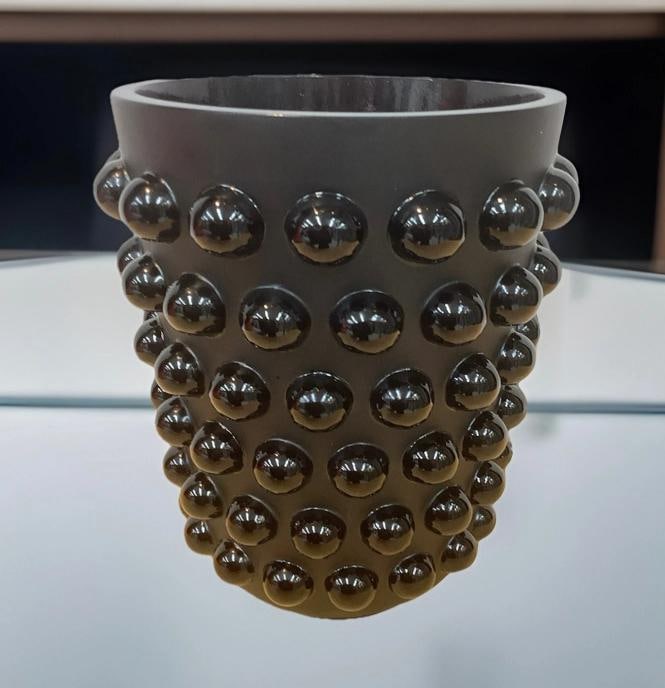 Lalique Mossi Style Vase Crystal Black Heavy Art GlassH8.5Ã¢â‚¬Â - 18