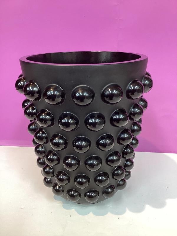 Lalique Mossi Style Vase Crystal Black Heavy Art GlassH8.5Ã¢â‚¬Â - 3