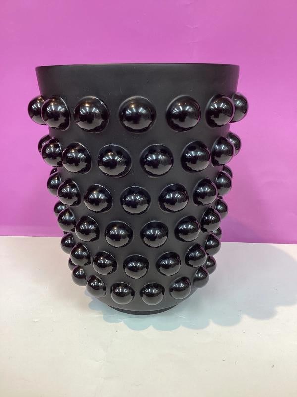 Lalique Mossi Style Vase Crystal Black Heavy Art GlassH8.5Ã¢â‚¬Â - 4