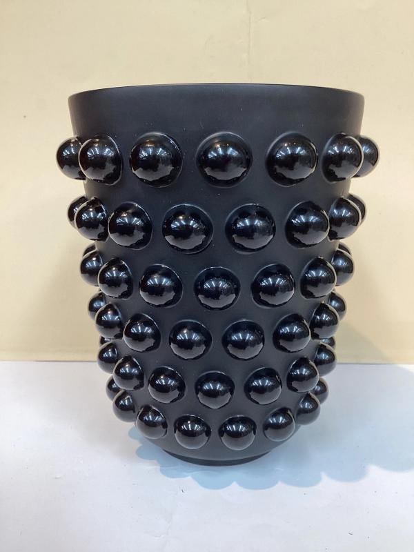Lalique Mossi Style Vase Crystal Black Heavy Art GlassH8.5Ã¢â‚¬Â - 5