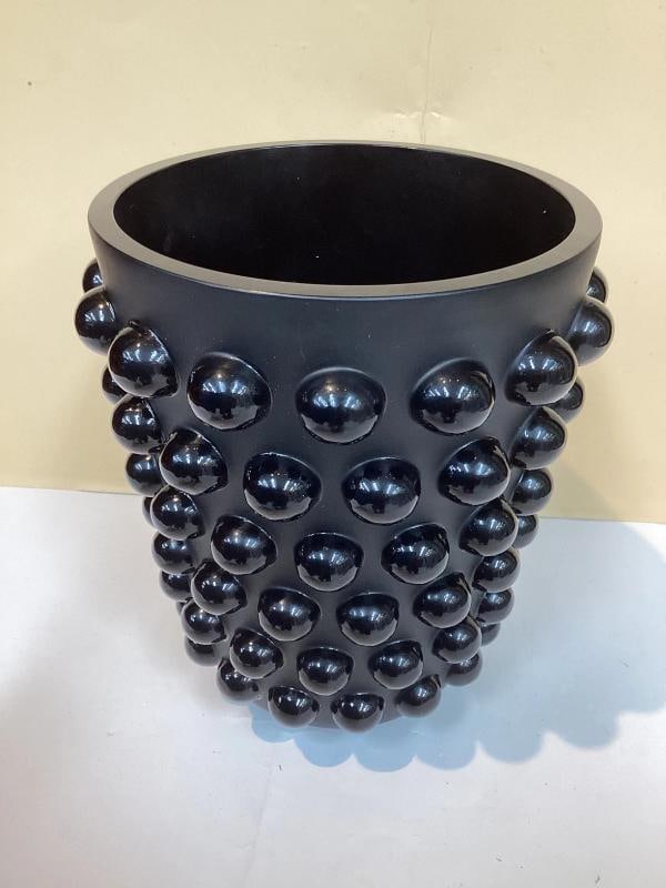 Lalique Mossi Style Vase Crystal Black Heavy Art GlassH8.5Ã¢â‚¬Â - 6