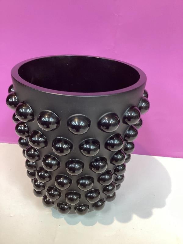 Lalique Mossi Style Vase Crystal Black Heavy Art GlassH8.5Ã¢â‚¬Â - 7