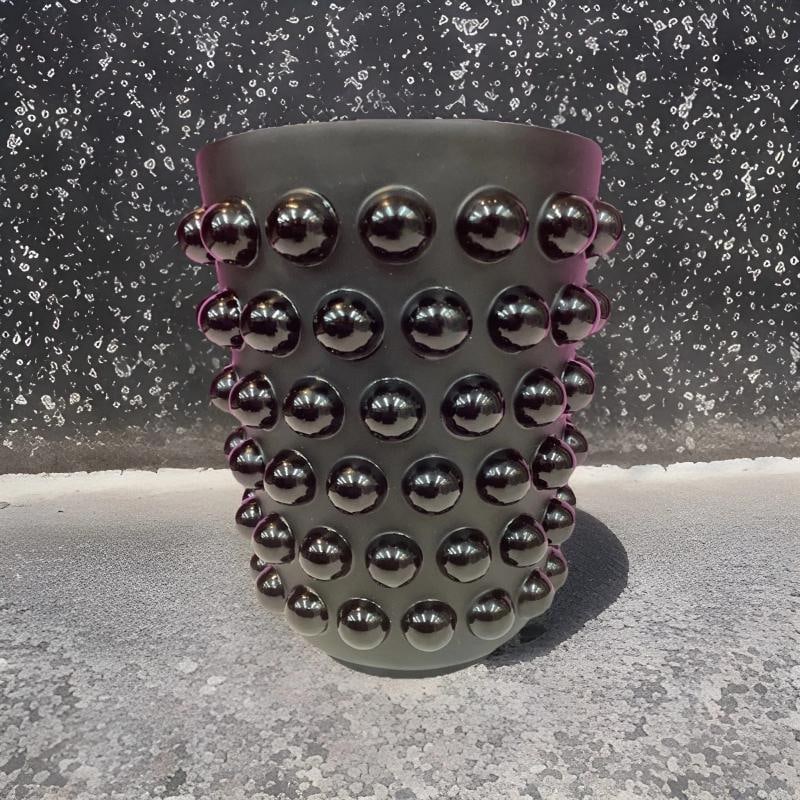 Lalique Mossi Style Vase Crystal Black Heavy Art GlassH8.5Ã¢â‚¬Â - 8