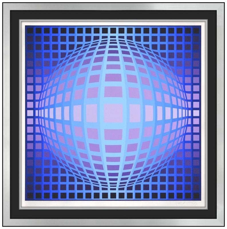 Victor Vasarely Original Color Screenprint with Embossing Vega Kela Framed Art (1 of 7)