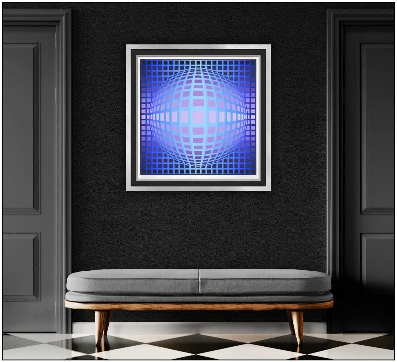 Victor Vasarely Original Color Screenprint with Embossing Vega Kela Framed Art - 2