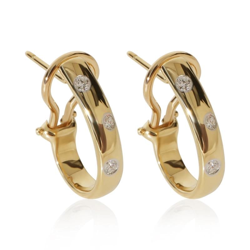Tiffany & Co. Yellow Gold & Platinum Diamond Etoile Earrings: Condition: Pre-owned,Shape: Round Brilliant,Item Length: 19 mm,Side Stone Type: Diamond,Side Stone Weight (cts): 0.20,Metal Purity: 18k,With Original Box/Packaging: No,With Papers: No,Report Type: