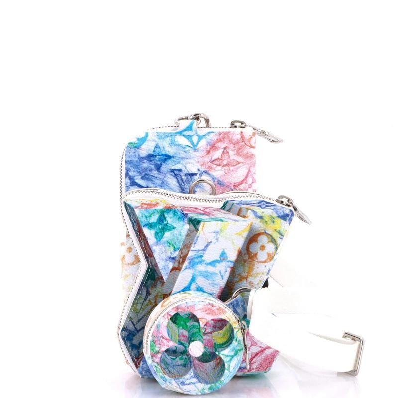 Louis Vuitton LV Block Limited Edition Monogram Pastel Multicolor: Accessories: Extra Bag, Pochette, With Strap Measurements: Height 5", Width 5", Depth 1.5", Strap Drop 16-21" . Condition: Pre-owned - Excellent,Brand: Louis Vuitton,Exterior Material: Canvas Coated,S