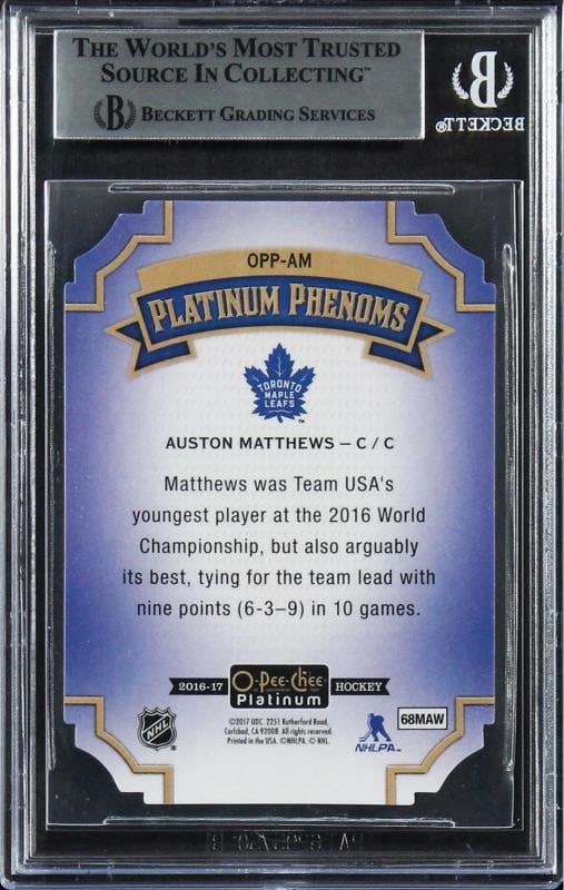 Auston Matthews Signed 2016 O-Pee-Chee Platinum Die Cuts #OPPAM RC Card BAS Slab - 2