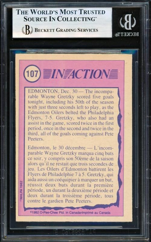 Wayne Gretzky Signed 1982-83 O Pee Chee Card #107 Oilers Vintage Sig Beckett - 2