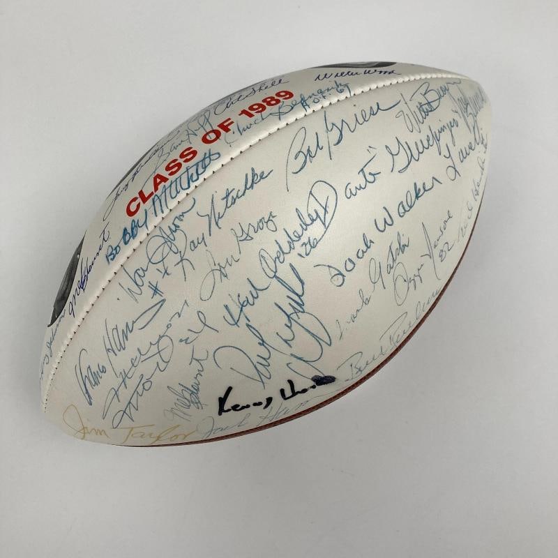 1989 HOF Induction Signed Football 45 Sigs Johnny Unitas Bart Starr Landry JSA - 4