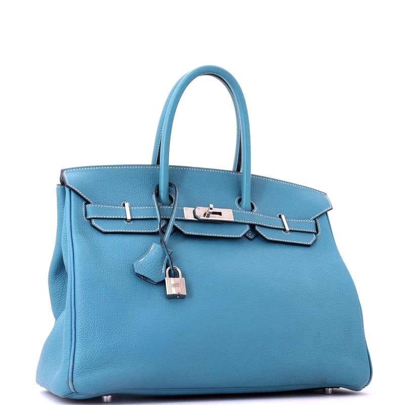 Hermes Birkin Handbag Blue Togo with Palladium Hardware 35 - 2