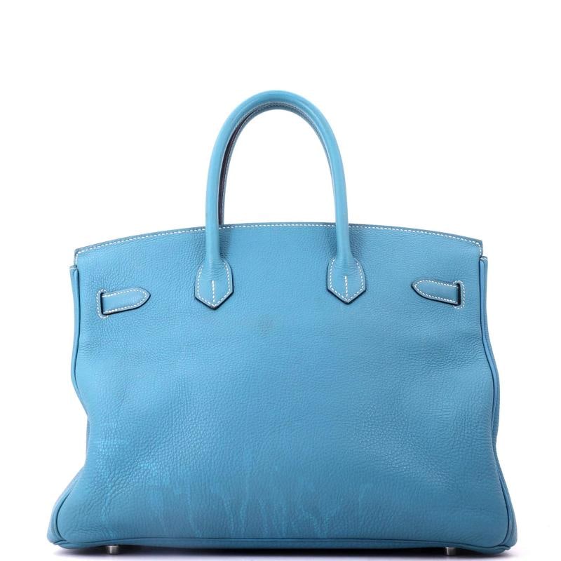 Hermes Birkin Handbag Blue Togo with Palladium Hardware 35 - 3