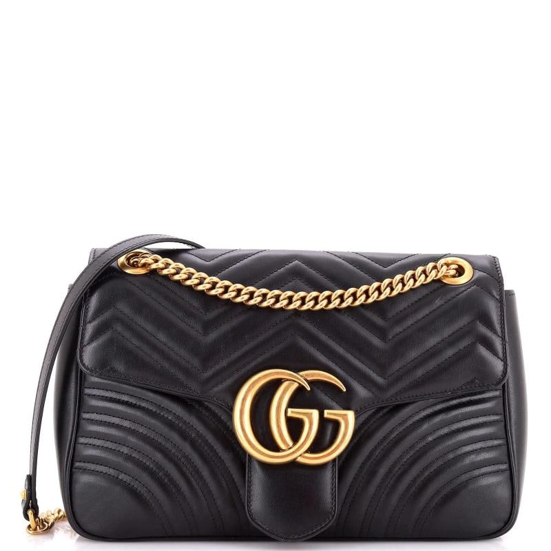Gucci GG Marmont Flap Bag Matelasse Leather Large: Accessories: Dust Bag Measurements: Handle Drop 12", Height 10", Width 13", Depth 4", Strap Drop 21.5" . Condition: Pre-owned - Good,Brand: Gucci,Exterior Material: Leather,Style: Shoulder