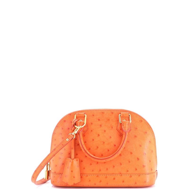 Louis Vuitton Alma Handbag Ostrich BB: Accessories: Clochette, Dust Bag, Lock, Keys, With Strap Measurements: Handle Drop 4", Height 7.5", Width 9.5", Depth 4.5", Strap Drop 22". Condition: Pre-owned - Excellent,Brand: Louis