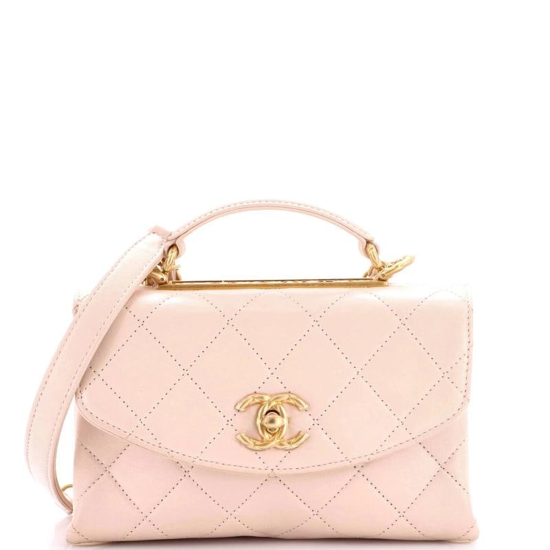 Chanel Trendy Spirit Top Handle Bag Quilted Lambskin Small: Accessories: Authenticity Card Measurements: Height 5", Width 8", Depth 3". Condition: Pre-owned - Good,Brand: Chanel,Exterior Material: Leather,Style: Shoulder Bags,Exterior Color: