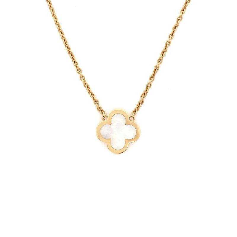 Van Cleef & Arpels Pure Alhambra Pendant Necklace 18K Yellow Gold and Mother of: Measurements: Length: 14.5 - 16.25 ", Pendant Length: 15.85 mm, Pendant Width: 15.85 mm . Condition: Pre-owned - Good,Brand: Van Cleef & Arpels,Main Stone: Unknown,Metal: 18K Yellow Gold,Metal Purity: