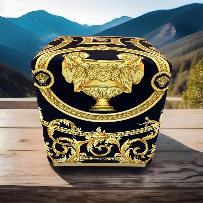 One Custom Made Versace Ottoman 19Ã¢â‚¬Â?cube Ottoman With Lion And U: Condition: Used: An item that has been used previously. The item may have some signs of cosmetic wear, but is fully operational and functions as intended. This item may be a floor model or store