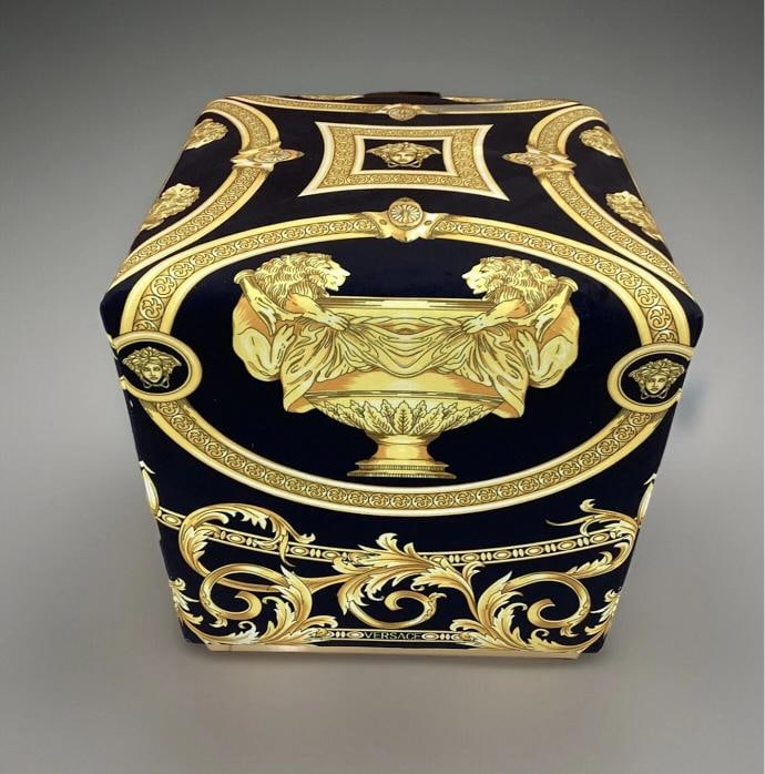 One Custom Made Versace Ottoman 19Ã¢â‚¬Â?cube Ottoman With Lion And U - 4