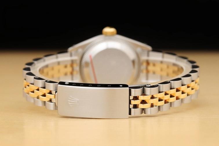 ROLEX LADIES DATEJUST CHAMPAGNE DIAMOND 18K YELLOW GOLD STAINLESS STEEL WATCH - 6