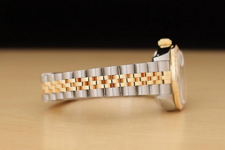 ROLEX LADIES DATEJUST CHAMPAGNE DIAMOND 18K YELLOW GOLD STAINLESS STEEL WATCH - 8