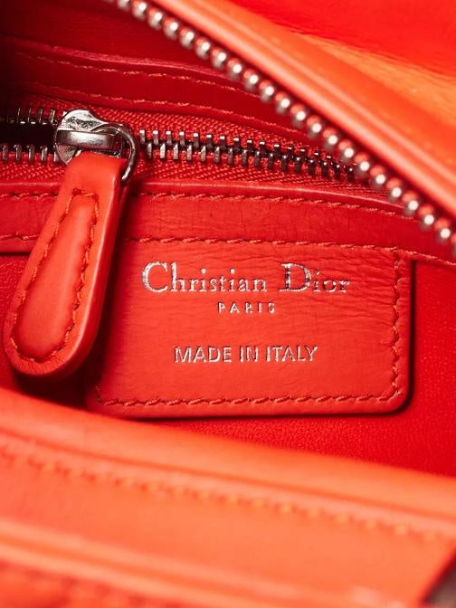 Christian Dior Orange Matte Cannage Quilted Calfskin Leather Medium Lady Dior... - 11